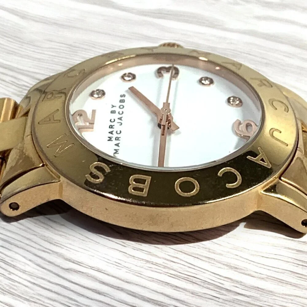 Marc Jacobs AMY Rose Gold Tone Stainless Steel Analog Crystal Wristwatch MBM3077